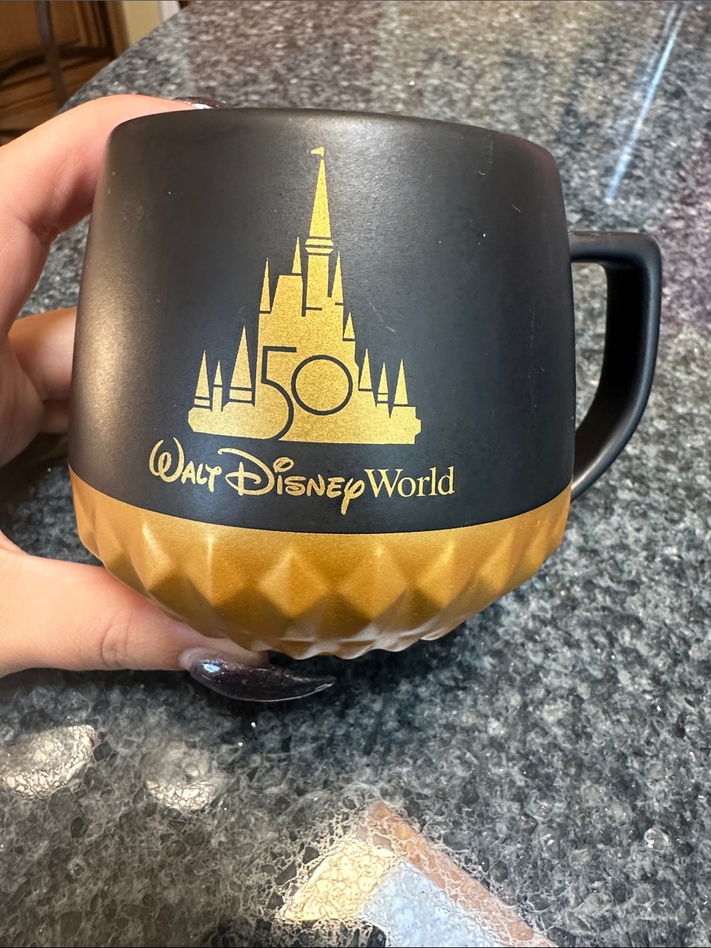 Disney Black and Gold Walt Disney World 50th Anniversary Ceramic Mug